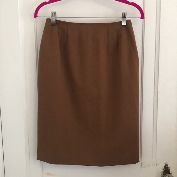 LINDA ALLARD ELLEN TRACY Brown Wool Pencil Skirt - Picture 2 of 6
